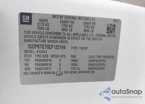 2012 Chevrolet Silverado 1500 Ltz from USA, damaged, VIN 1GCPKTE70CF123184